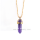 Natural Amethyst Stone Hexagon Gold Healing Pendulum Necklace